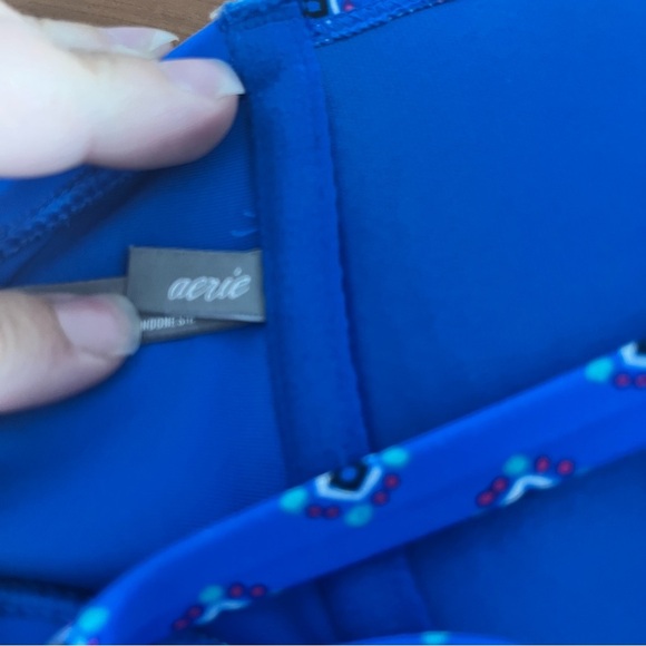 Aerie Peacock Capri Blue Bikini Swim Underwire Push Up Top 36D Padded Corset Tie - Picture 5 of 8